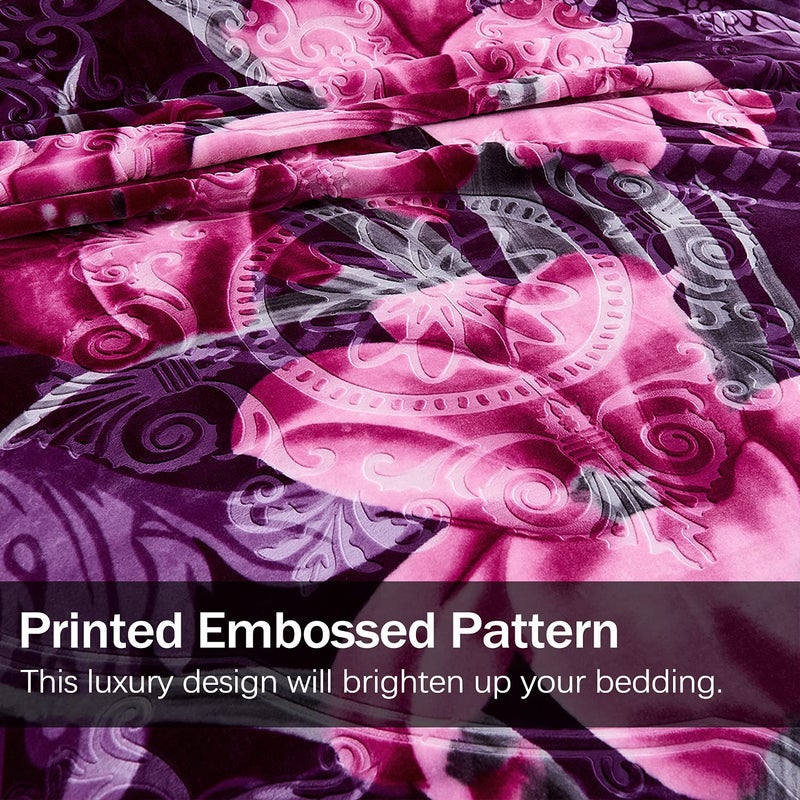JML Fleece Blanket King Size, Soft Fluffy Korean Raschel Fleecce Blanket Heavy for Winter, 85x95 Inches- 9 Lbs, Single Ply, Cozy Thick Warm Floral Minky for Home Decor (Purple Lily) - Image 3