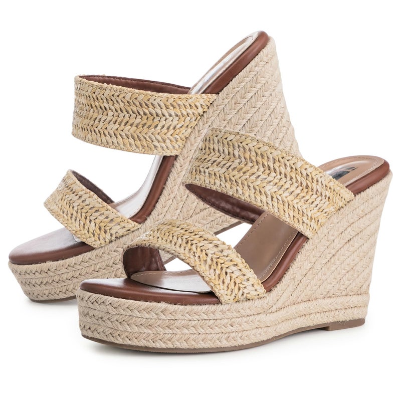 VARECOLA Raffia Sandals for Women, Platform Wedge Sandals Slip On Espadrille Slide Summer Beach Casual Shoes Comfortable Cute - Image 1