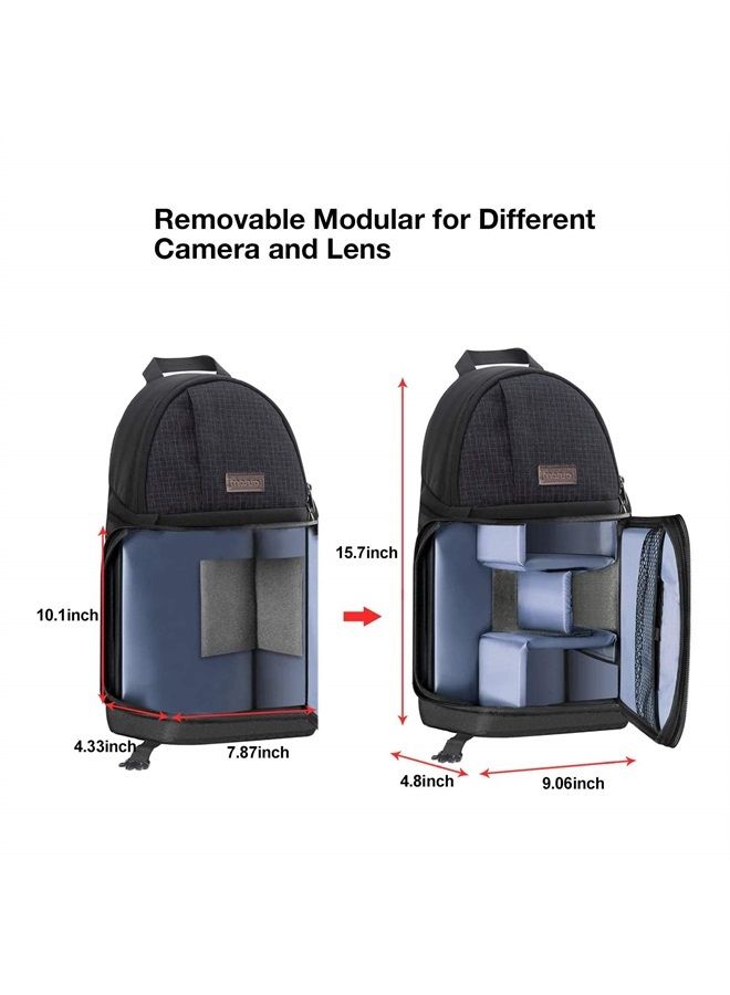 Mosiso حقيبة كاميرا سلاينغ، حقيبة كاميرا DSLR/SLR/مرآة مضادة للصدمات مع حاملة ثلاثية القوائم وإدخالات قابلة للإزالة متوافقة مع كانون/نيكون/سوني/فوجي، سوداء