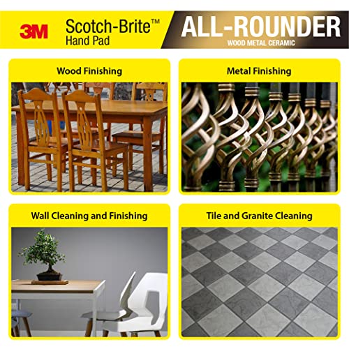 3M Scotch Brite All Rounder Hand Pad, 9"x6", Pack of 10, Surface Preperation, Cleaning, Deburring, Blending - Image 4