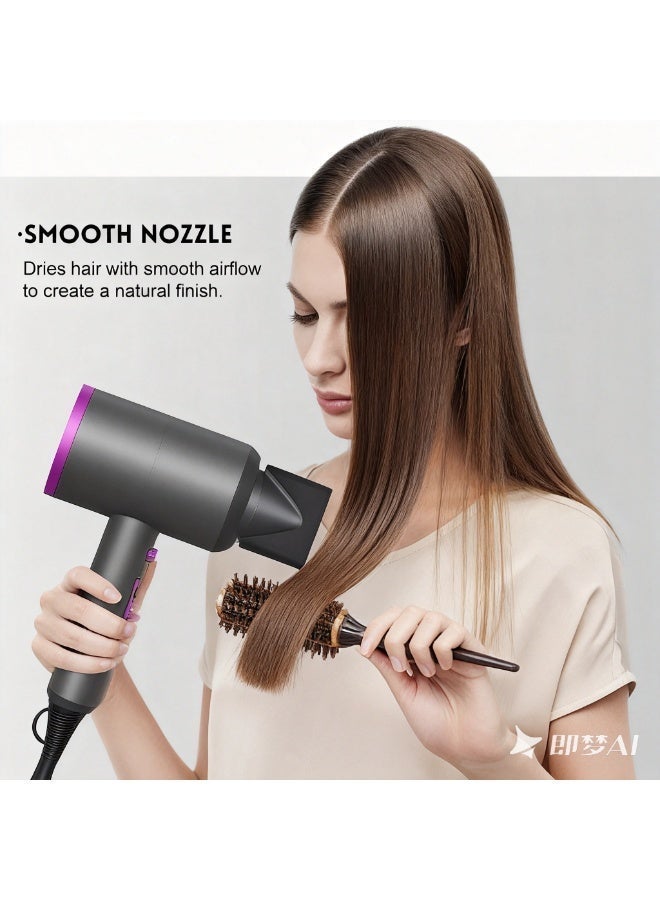مجفف شعر محمول منزلي، أيونات سالبة بدرجة حرارة ثابتة، لا يسبب ضررًا للشعر، سريع الجفاف، طاقة عالية 1800 وات، 3 ريش رياح - Image 5