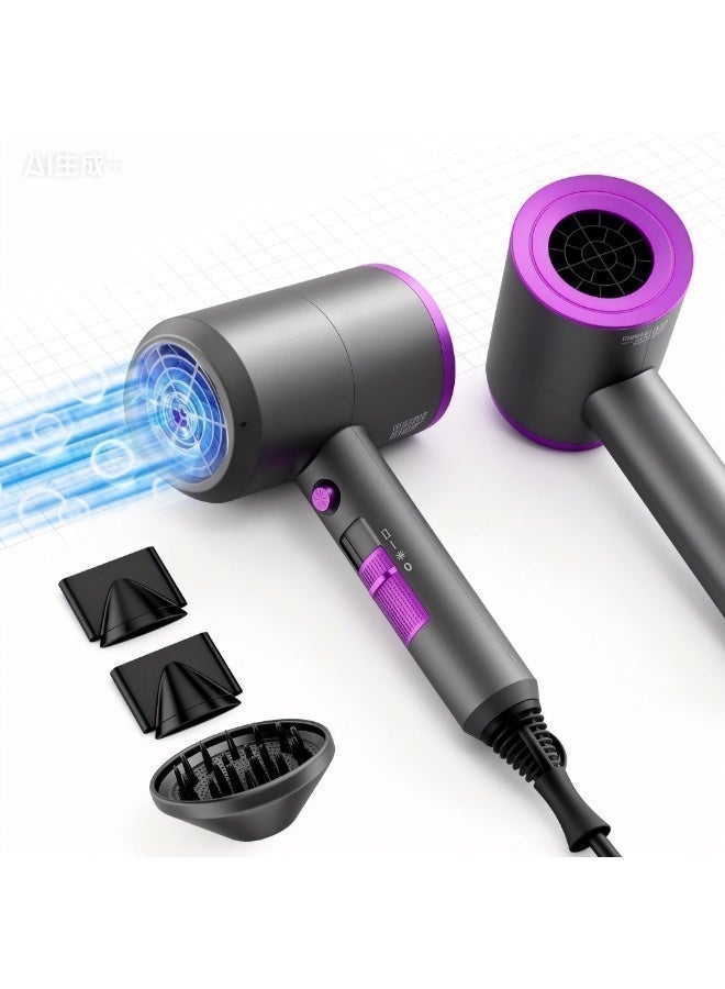 مجفف شعر محمول منزلي، أيونات سالبة بدرجة حرارة ثابتة، لا يسبب ضررًا للشعر، سريع الجفاف، طاقة عالية 1800 وات، 3 ريش رياح - Image 1