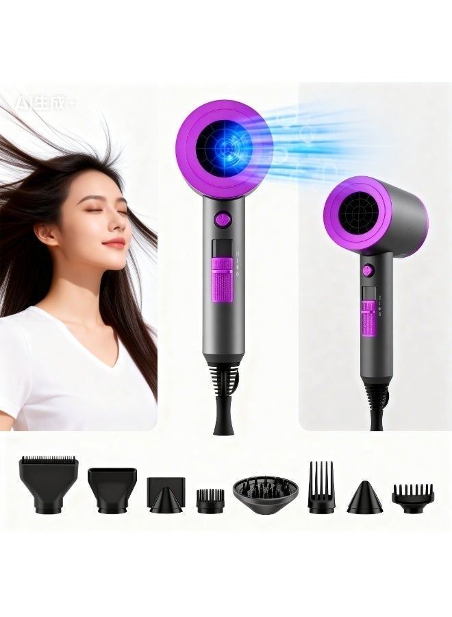 مجفف شعر محمول منزلي، أيونات سالبة بدرجة حرارة ثابتة، لا يسبب ضررًا للشعر، سريع الجفاف، طاقة عالية 1800 وات، 3 ريش رياح - Image 2