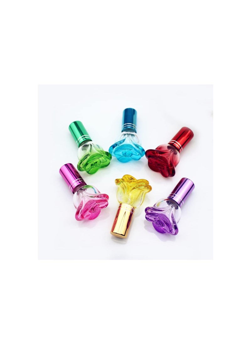 Generic 6PACK Colorful Rose Shaped Glass Perfume Bottle Kit,6ml Liquid Oil Cosmetic Container Portable Travel Refillable Spray Perfume Bottle Atomizer Empty Bottle Fragrance Bottle Reusable Beautiful  - Image 1