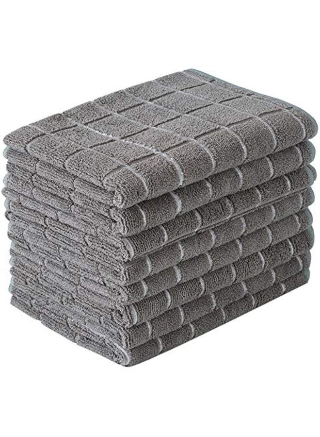 يُسلِّم مجموعة مناشف مطبخ مكونة من 8 قطع، 65 سم × 45 سم، قطن مغزول حلقيًا فائق النعومة والامتصاص، طقم مناشف أطباق وشاي وبار (رمادي) - Image 2