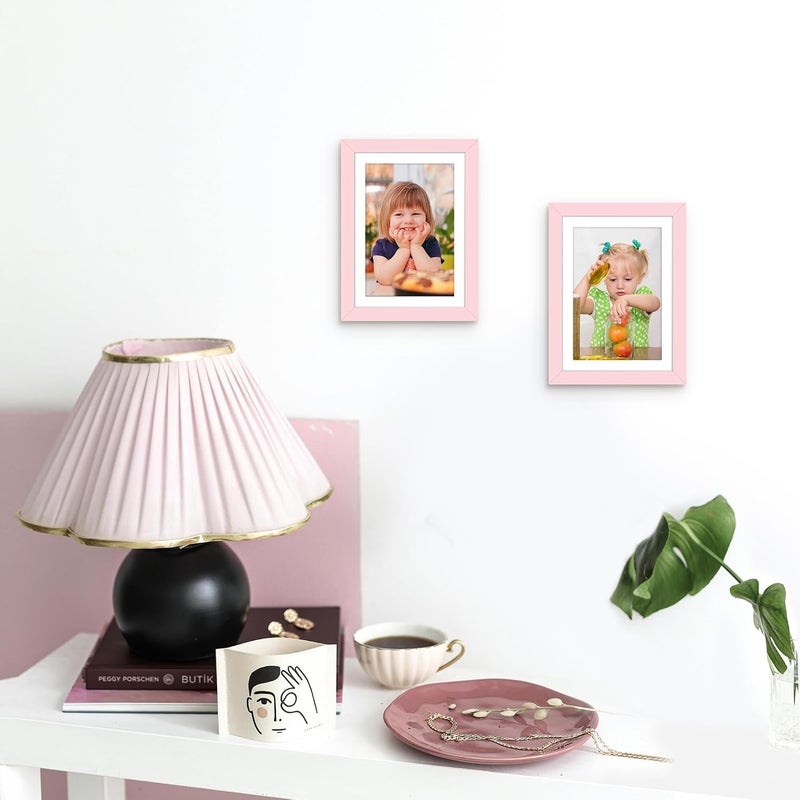 Picrit 5x7 Picture Frame Set of 12, Display 4x6 with Mat or 5x7 Without Mat, Photo Frames for Wall Mounting or Table Top Display, Pink - Image 4