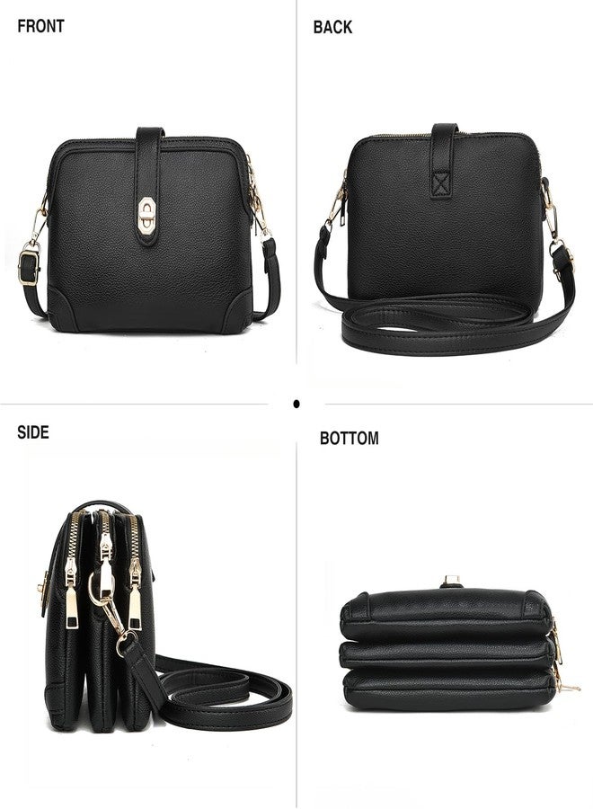 XIAOYU حقائب كروس بودي صغيرة للنساء من شياويو، حقيبة هاتف محمول عصرية، حقائب يد للسيدات مع جيوب متعددة (أسود) - Image 5