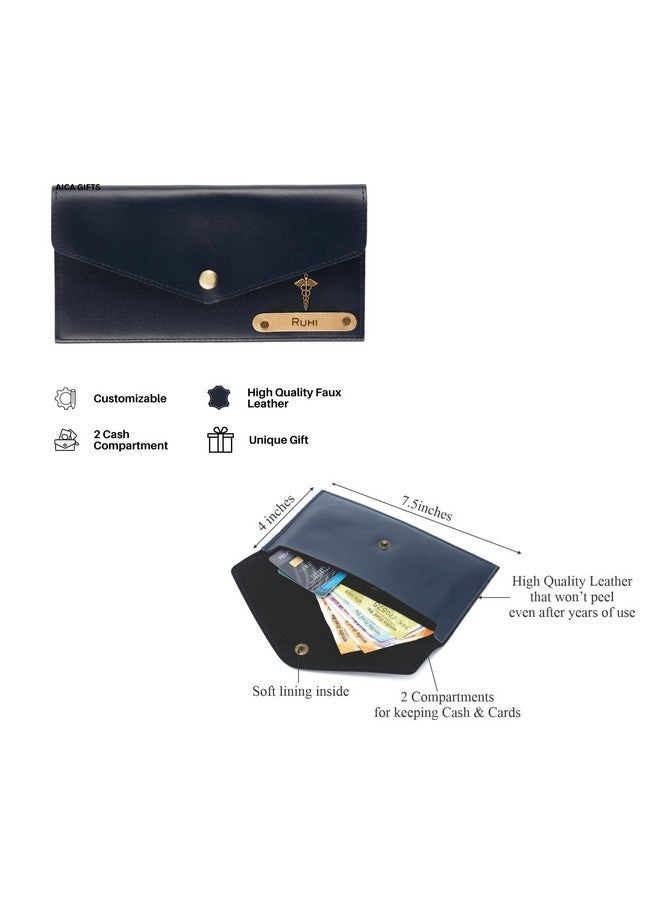AICA Personalised Name Doctor DR Leather Wallet Gift Set for Women (NavyBlue) - Image 5