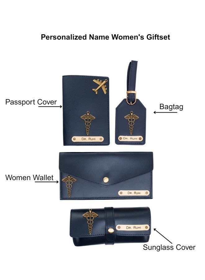 AICA Personalised Name Doctor DR Leather Wallet Gift Set for Women (NavyBlue) - Image 2