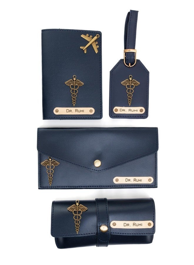 AICA Personalised Name Doctor DR Leather Wallet Gift Set for Women (NavyBlue) - Image 1