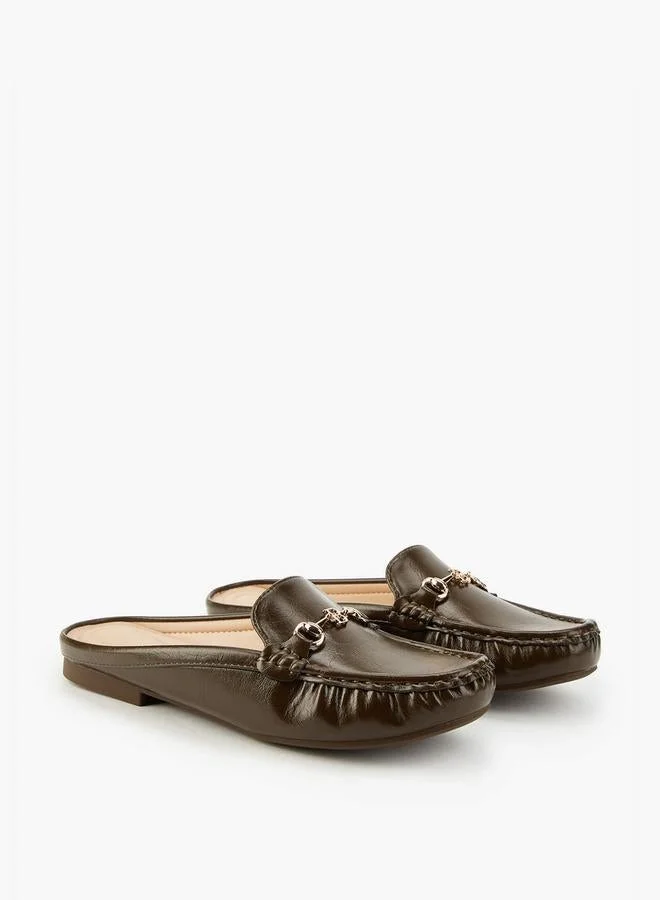Flora Bella By Shoexpress Solid Metallic Accent Mules