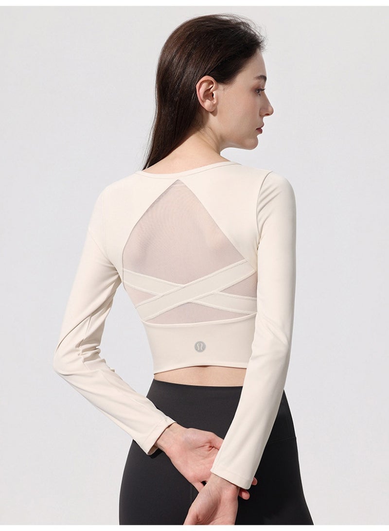 لولوليمون Lululemon مع وسادة الصدر اليوغا الملابس الرياضية مع الأكمام الطويلة سترة رياضية الجافة السريعة تشغيل ملابس اللياقة البدنية ضيقة بيلاتيزي التدريب - Image 3
