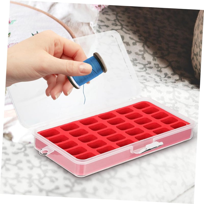 UTHCLO 30-Compartment Sewing Bobbin Organizer Box for Crafting and DIY Portable Plastic Storage Case Sponge for Embroidery Threads and Sewing Supplies - Image 3