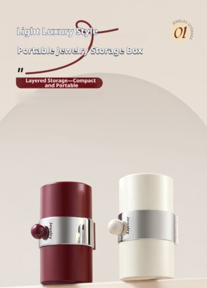 ZHONG GUO ZHI ZAO Jewelry Storage Box, Light Luxury Cylindrical PP Material, Multi Compartment Portable Travel Case for Earrings Necklaces Bracelets Rings - Image 2