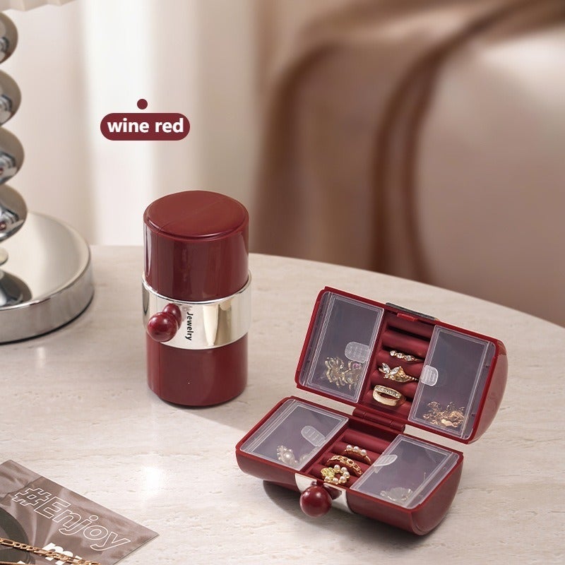 ZHONG GUO ZHI ZAO Jewelry Storage Box, Light Luxury Cylindrical PP Material, Multi Compartment Portable Travel Case for Earrings Necklaces Bracelets Rings - Image 1