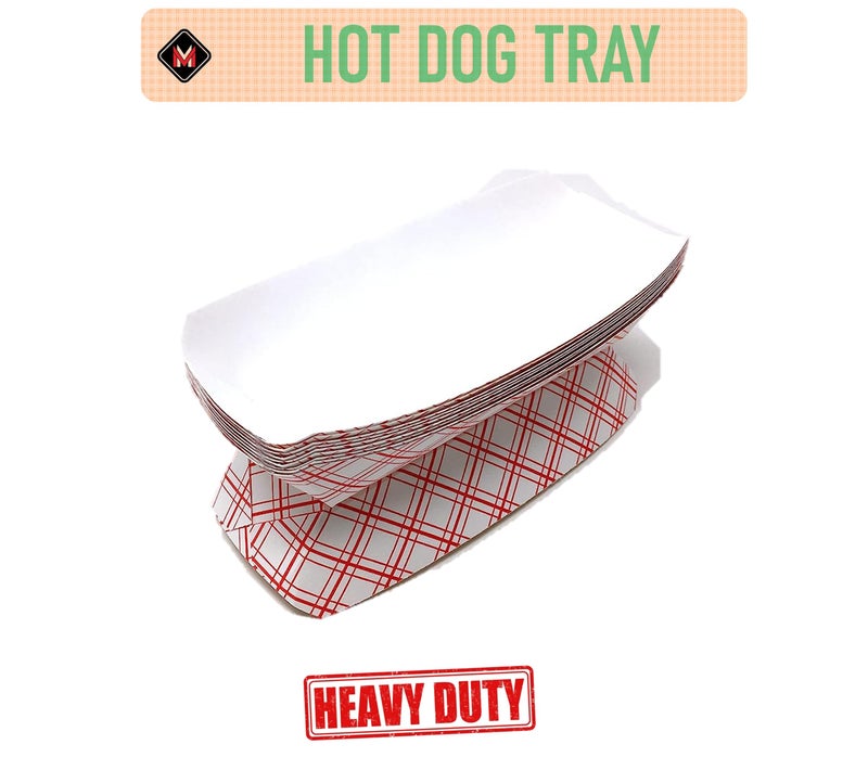 Mr. Miracle Mr Miracle 7 Inch Paper Hot Dog Tray in Red White Pattern. Pack of 100. Disposable, Recyclable and Fully Biodegradable. Made in USA - Image 3