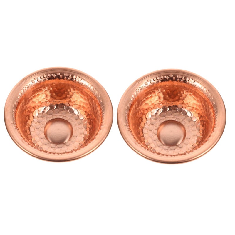 2 Copper Sacrifice Cups for Temple Offerings Buddhist Water Bowls Set of 2 - Image 2