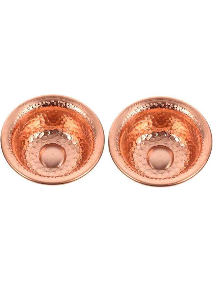 2 Copper Sacrifice Cups for Temple Offerings Buddhist Water Bowls Set of 2 - Image 1