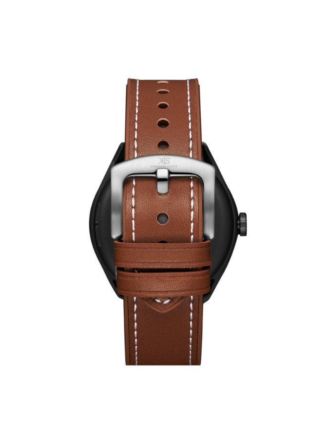 KENNETH SCOTT Kenneth Scott KG10SE-XSBBD Unisex Smart Display Watch & Silicone & Leather Strap Black & Brown  - Image 4