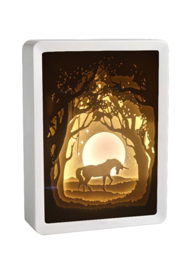 NIBEMINENT Festive Creative Home Photo Frame Gift Bedside Ambient 3D DIY Paper Sculpture Lamp 