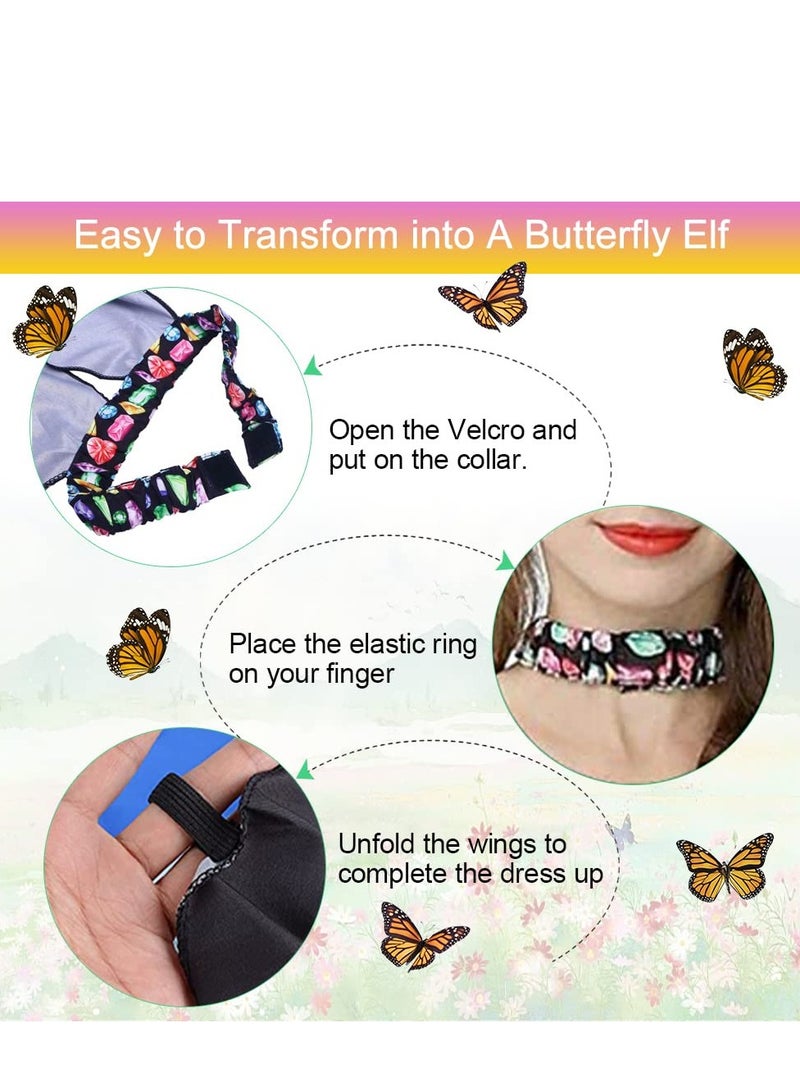 Excefore Butterfly Wings Women Adult Costumes Colorful Fairy Wing Cape Ladies Shawl Nymph Pixie Costume Accessory for Beach Party Cosplay Dancing, Blue - Image 5