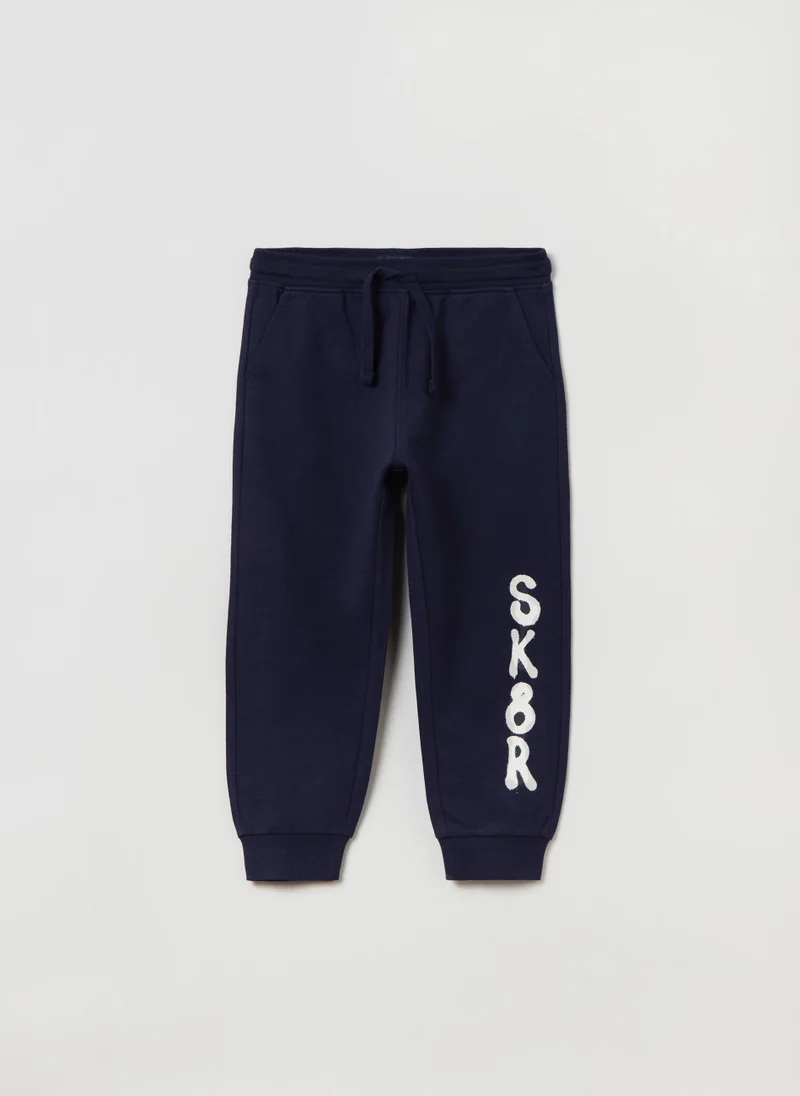 Ovs Fleece Joggers With Drawstring And Print
