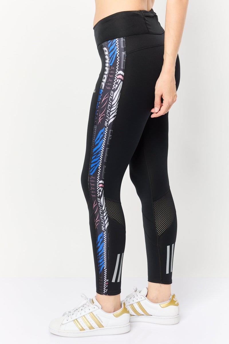 Adidas سراويل رياضية نسائية ضيقة للجري، سوداء - Image 2