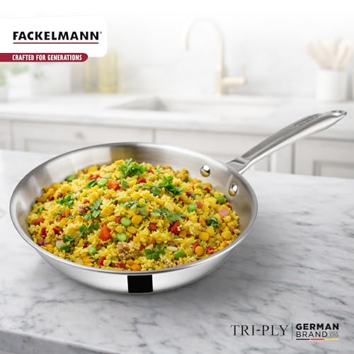 Fackelmann Stainless Steel 24 cm Frying Pan,Triply|with Lid|German Quality|Energy-Efficient Fry Pan|Non-Toxic|Even Heating|Ideal for All Cooktops|Hassle-Free Maintenance|5 Year Warranty,Silver - Image 5