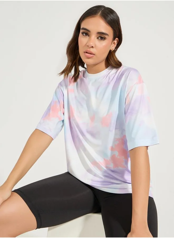 Styli Tie Dye Boxy Fit Short Sleeve Top