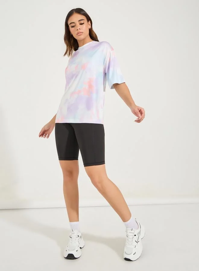 Styli Active Tie Dye Boxy Fit Short Sleeve Top