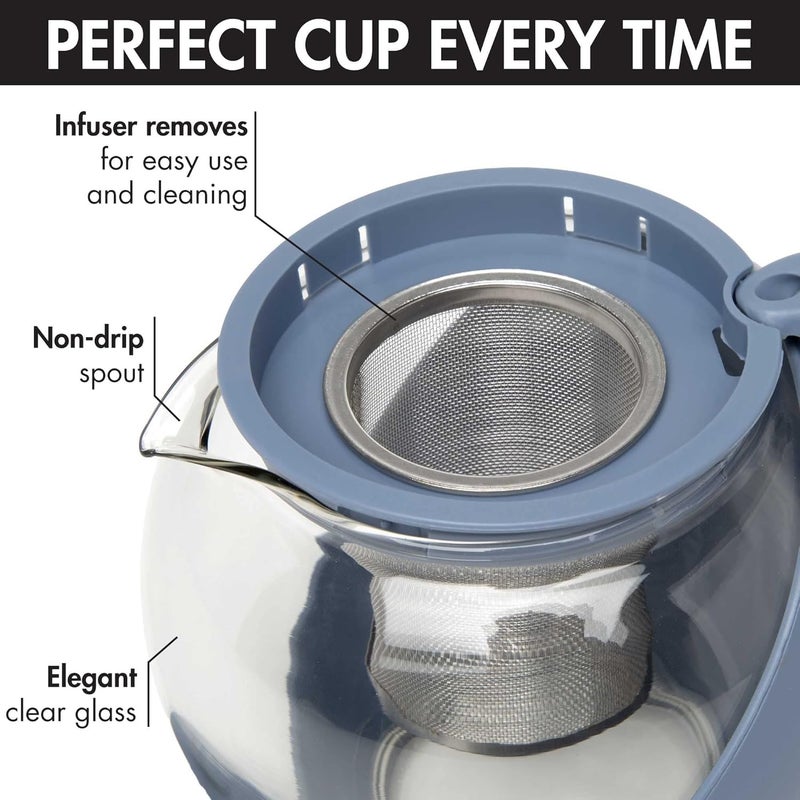 Krival Half Moon Teapot with Removable Infuser Blooming and Loose Leaf Tea Maker Set Stainless Steel Filter Borosilicate Glass Dishwasher Safe 1000 ML - Image 4
