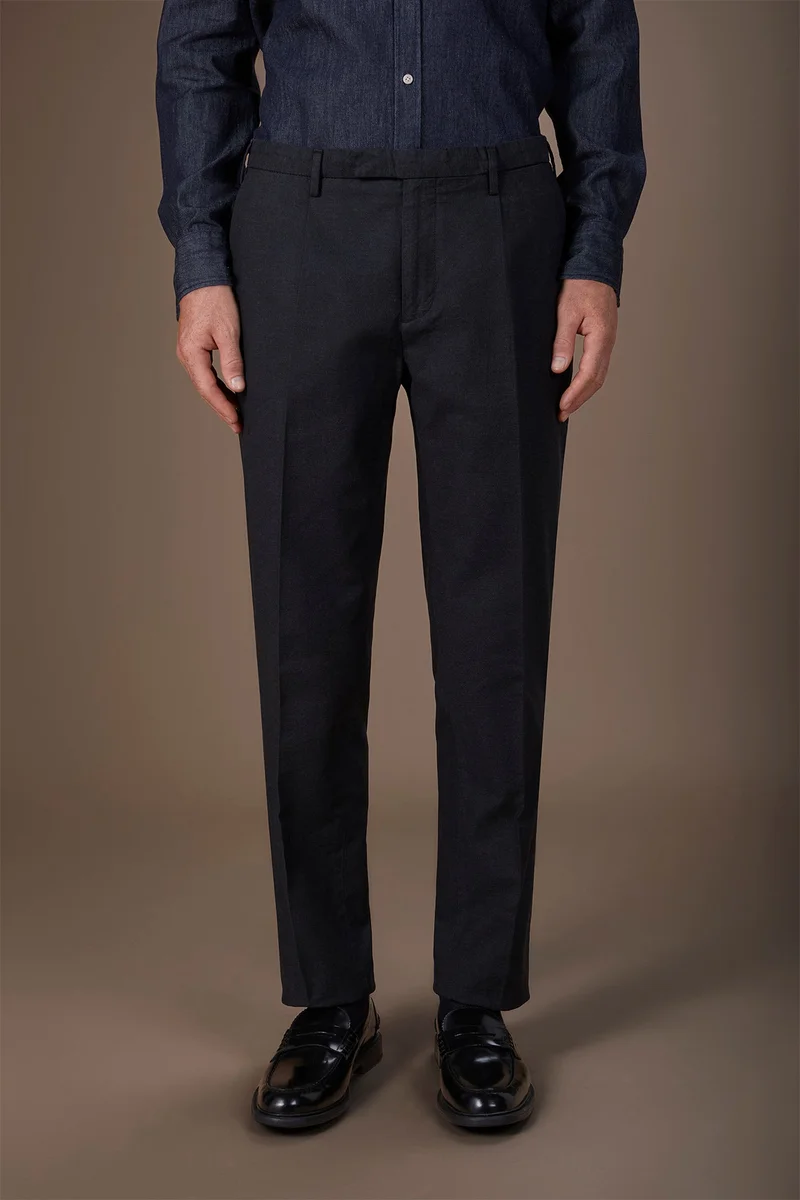 Classic regular fit men's trousers in melange twill - Dk Grey