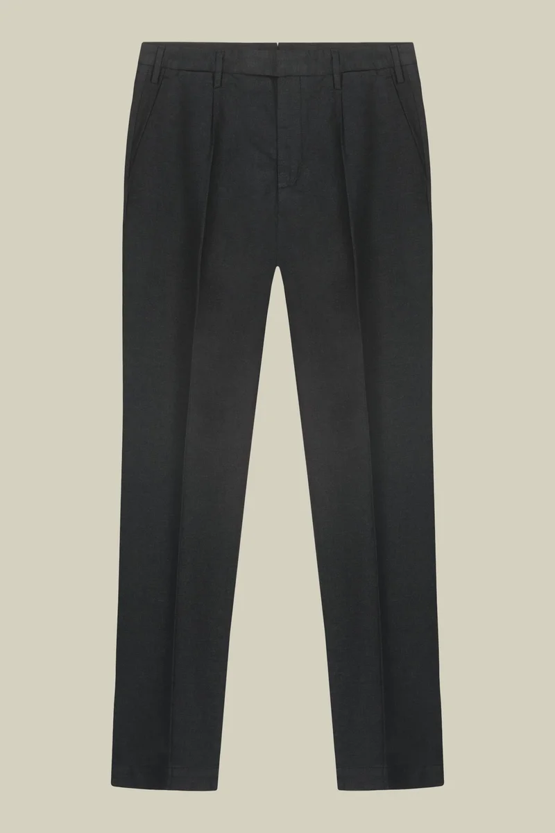 Doppelganger Classic regular fit men's trousers in melange twill - DK Grey