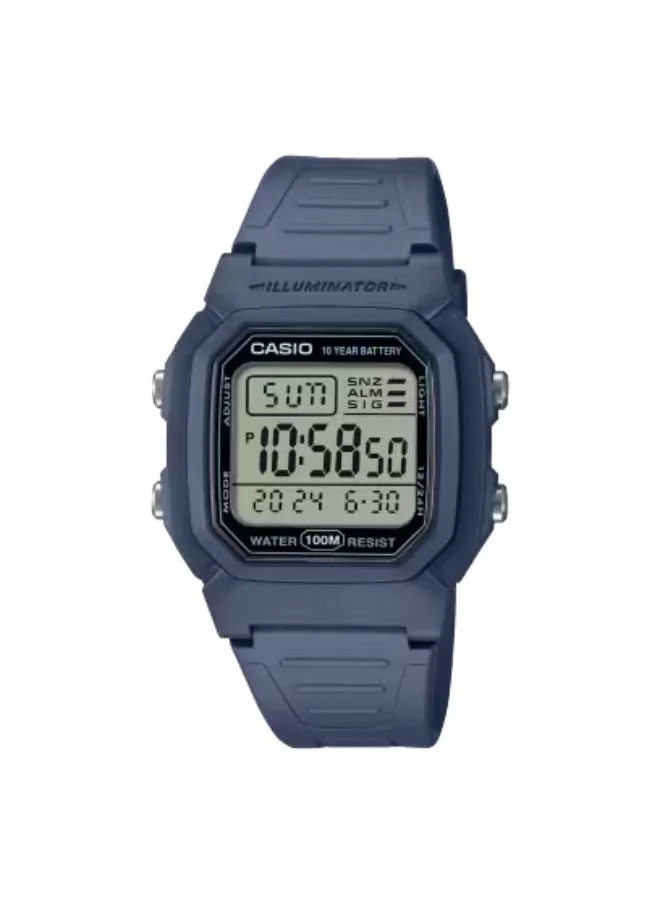 CASIO Men's Digital Display Watch With Blue Resin Strap - W-800H-2AVDF