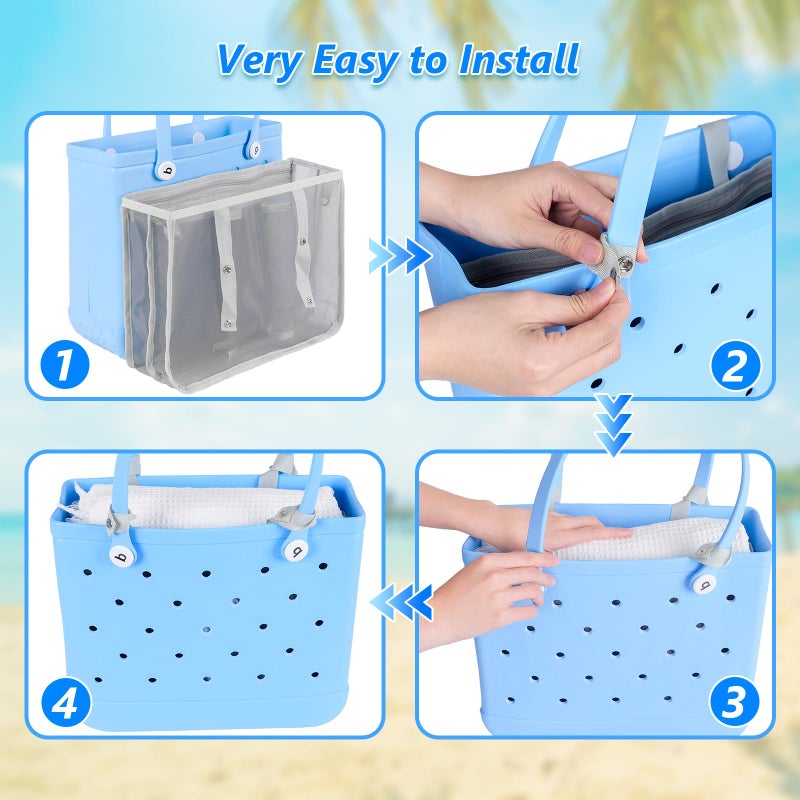 GOGENGEN Beach Bag Organizer for Bogg Bag, Tote Bag Organizer Insert, Lightweight Mesh Divider with Zipper Pocket & 7 Compartments, Accessories Insert for XL Bogg Tote - Image 5