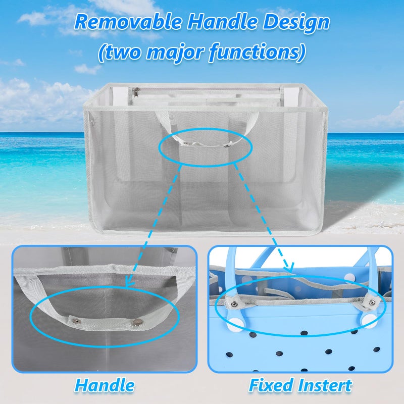 GOGENGEN Beach Bag Organizer for Bogg Bag, Tote Bag Organizer Insert, Lightweight Mesh Divider with Zipper Pocket & 7 Compartments, Accessories Insert for XL Bogg Tote - Image 4