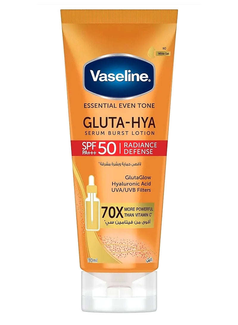 Vaseline Gluta-Hya Serum Burst Lotion, Radiance Défense, SPF 50 PA+++, with GlutaGlow - Image 1