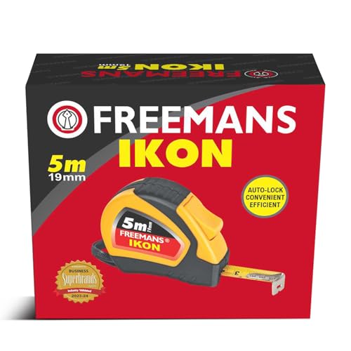 FREEMANS IKON 5m:19mm Steel Inchi Measuring Tape - 5m (Yellow & Black) With Unbreakable ABS case || Soft Grip Bi-material Case || Auto-lock and Belt Clip - Image 2