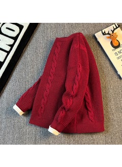 Generic Trendy Knitted Jumper Sweater For Men And Women Autumn/Winter Cable Knit Round Neck Base Layer Casual Style Idle Brand 5008 [apricot]  - Image 2