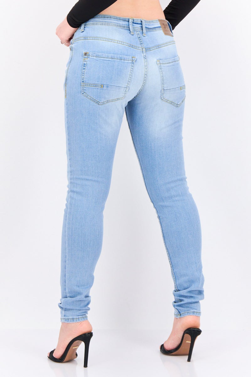 CROSSHATCH Women Slim Fit Washed Stretchable Jeans, Washed Blue - Image 3