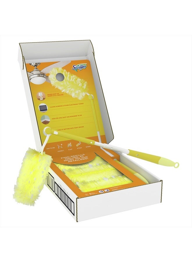 Swiffer Dusters Heavy Duty Extender Handle Starter Kit (1 Handle, 12 Dusters)  - Image 1