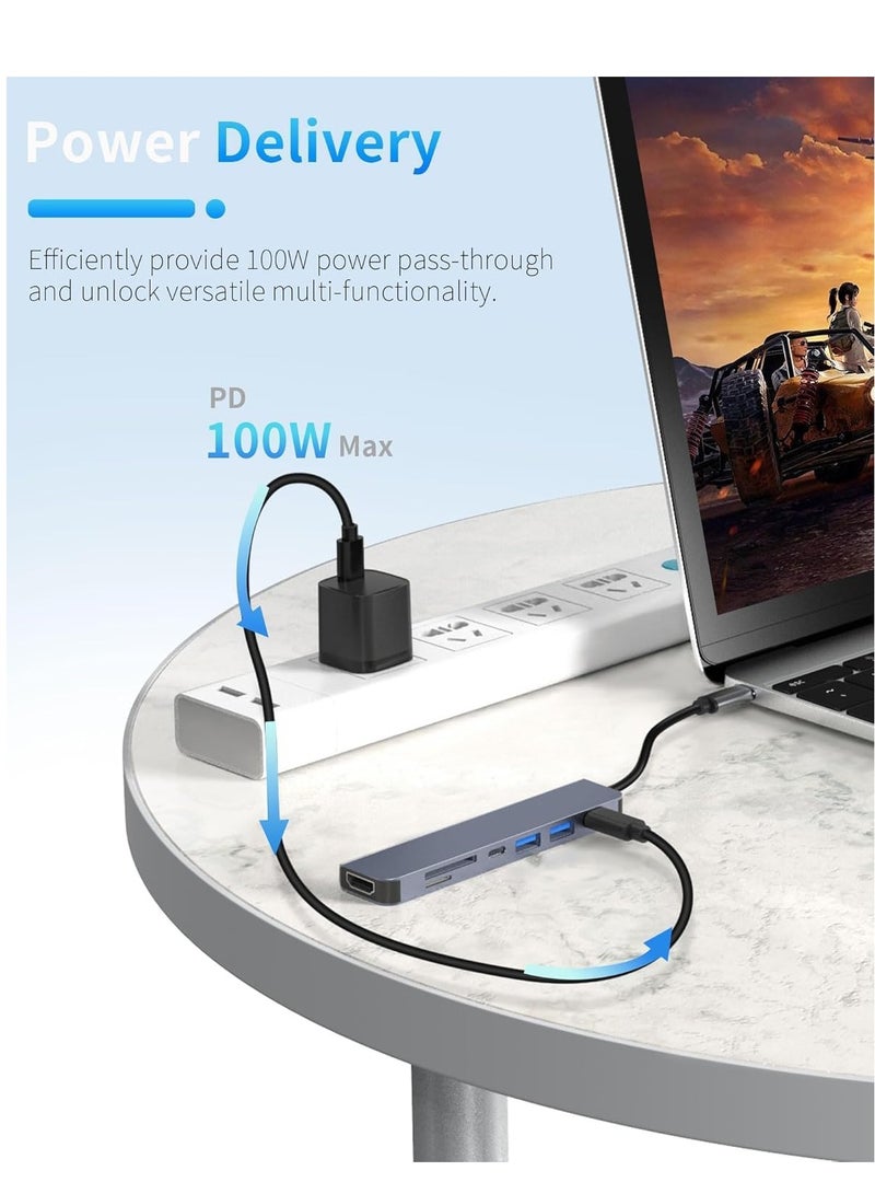 ELTRAZONE 7-in-1 USB C Hub Docking Station with 4K HDMI, 100W PD, 3 USB Ports (1 USB-C & 2 USB 3.0), TF/SD Card Reader – Perfect for MacBook, Dell, HP, ASUS, Steam Deck, and More - Image 3
