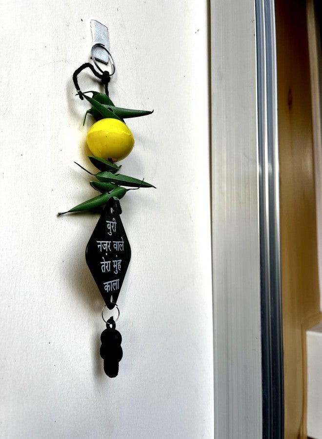 Ishwaraa Buri Nazar Wale Tera MUH Kala Decor for Protection | Nimbu Mirchi Nazar Suraksha Mask for Shop, Car/Wall, Auto-Rikshaw Hanging Plastic Yantra (Pack of 1) - Image 3