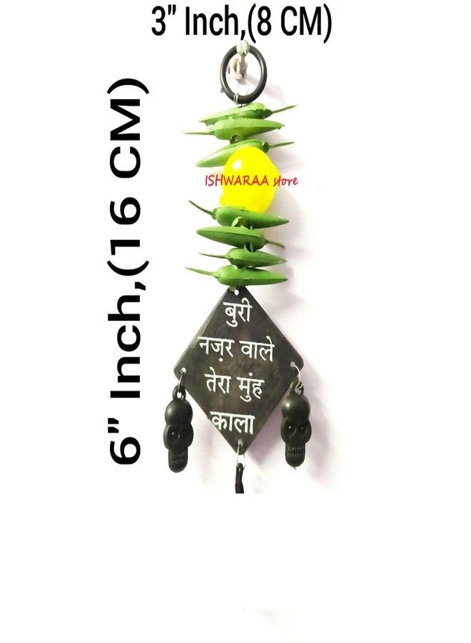 Ishwaraa Buri Nazar Wale Tera MUH Kala Decor for Protection | Nimbu Mirchi Nazar Suraksha Mask for Shop, Car/Wall, Auto-Rikshaw Hanging Plastic Yantra (Pack of 1) - Image 4