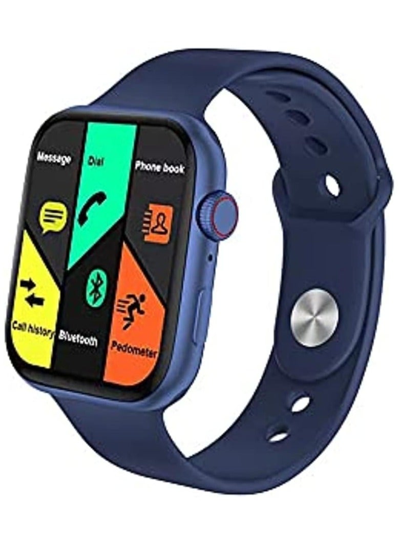 Silicone Bands Full Touch Screen 6 Buttons 44mm, Series FR99 Plus Smartwatch for Android and IOS (Work with 2 Arabic, Blue)  - Image 1