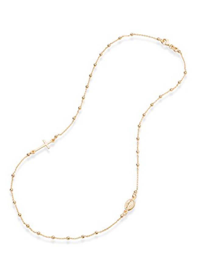 Miabella 18K Gold Plated 925 Sterling Silver Italian Rosary Beaded Sideways Dainy Cross Necklace Chain for Women, Made in Italy (18 Inches) - Image 1