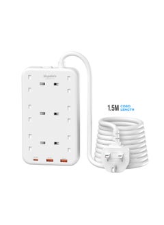 blupebble 6 Plug Surge Protection Power Strip 6 Type-G Outlets, PD20W USB-C Port, 2 USB-A Ports, 1.5 Meters Cord Length  - Image 5