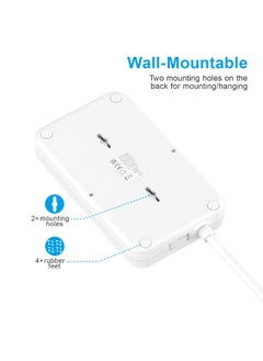 blupebble 6 Plug Surge Protection Power Strip 6 Type-G Outlets, PD20W USB-C Port, 2 USB-A Ports, 1.5 Meters Cord Length  - Image 3