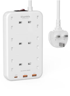 blupebble 6 Plug Surge Protection Power Strip 6 Type-G Outlets, PD20W USB-C Port, 2 USB-A Ports, 1.5 Meters Cord Length  - Image 4