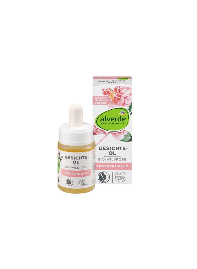 Alverde Wild Rose Facial Oil AntiAgeing With Oils of RoseHip Jojoba Almond Peach Vegan No Animal Testing 15ml - Image 3
